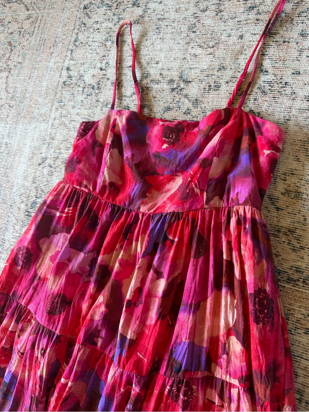 Gilli Floral Tiered Midi Dress in Pink and Magenta - Picture 3 of 5